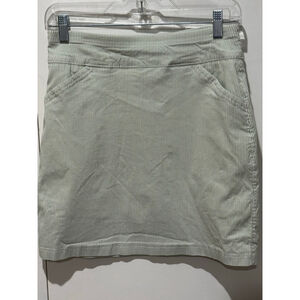Women's Mario Serrani sage Green & White Striped stretch pull on Mini Skort M